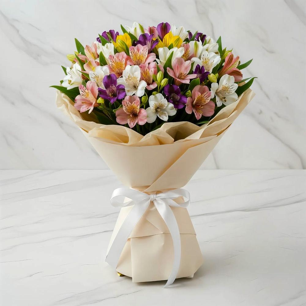 Букет цветов из: Альстромерии в Бикине