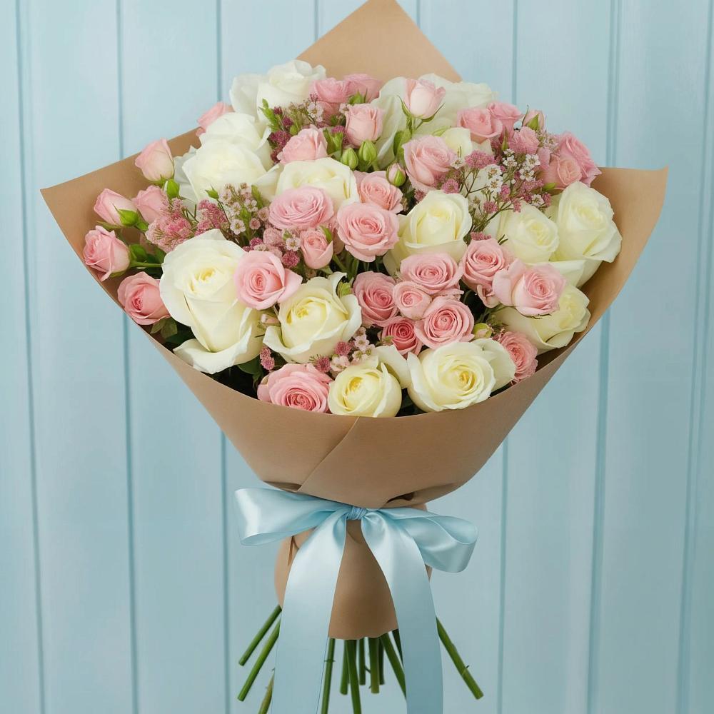 Букет цветов из: Розы в Бикине