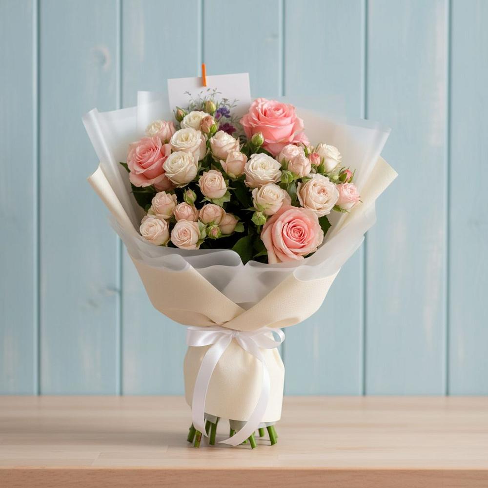 Букет цветов из: Розы в Бикине