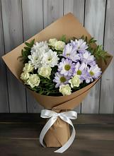 Букет цветов из:  Хризантемы и Розы в Бикине